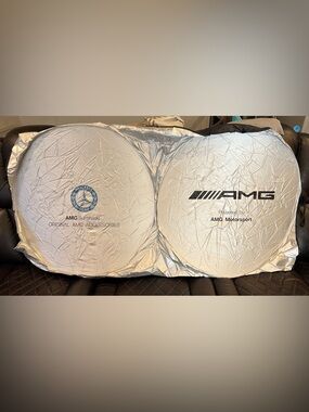 MERCEDES Benz Silver Polymester Blue & Black Car Windshield Sun Shade
